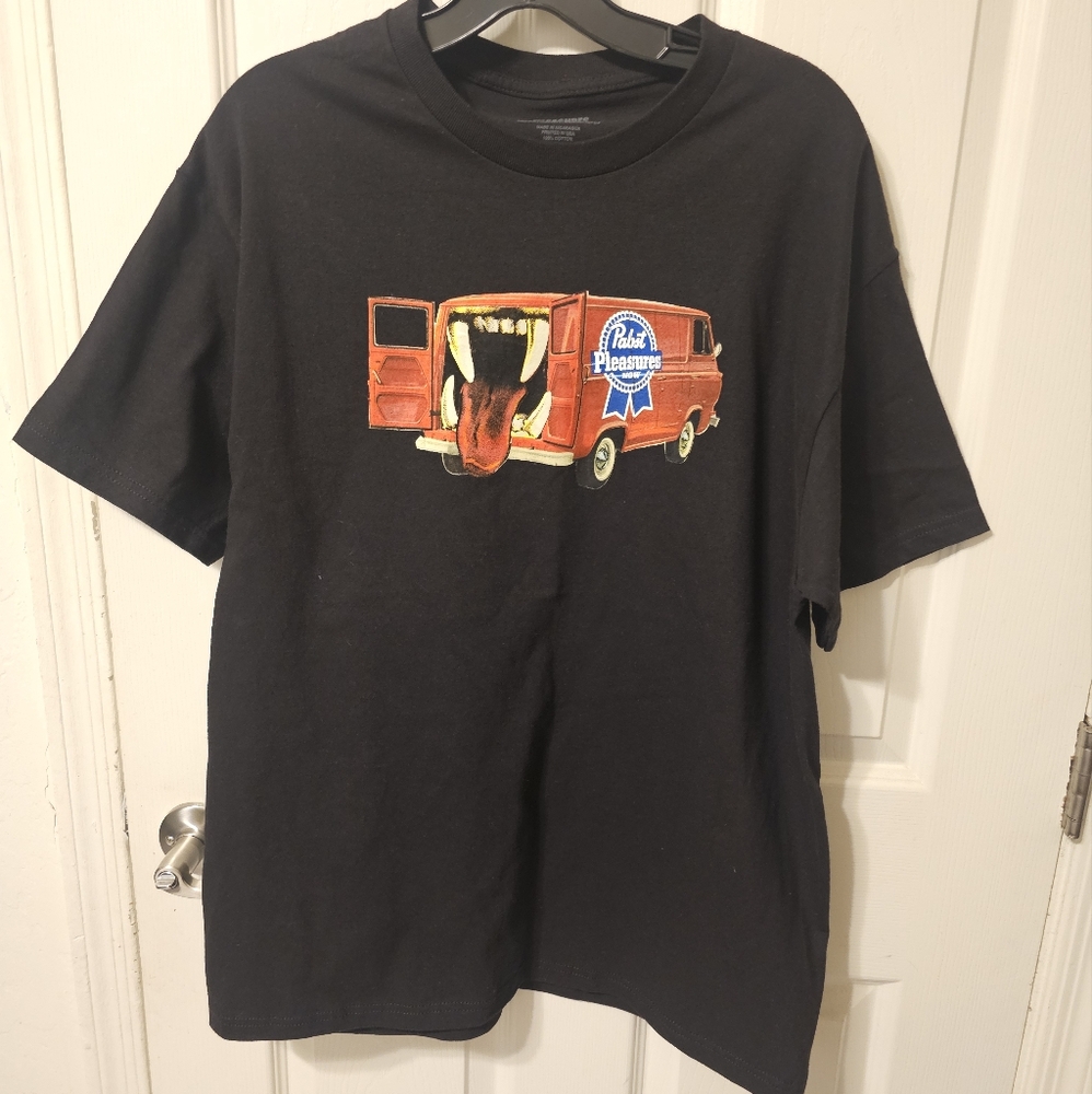 PLEASURES Van Print T-Shirt-Sz Large